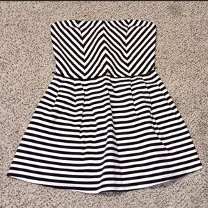 Charlotte Russe strapless black and white striped dress,  size large